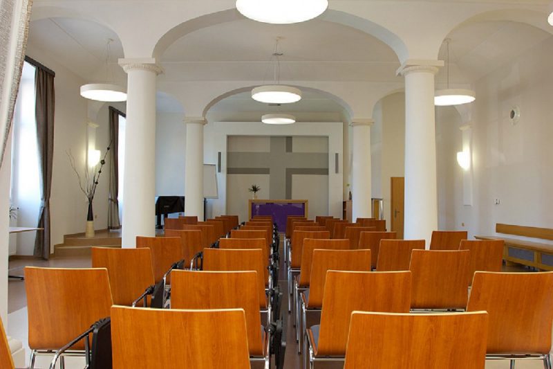 The auditorium at the Sisters of Mercy of St. Charles Borromeo Hospital